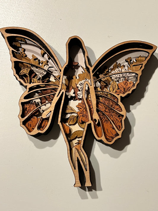 Wandbild Butterfly Girl mit Landschafts-Szene 3D Optik