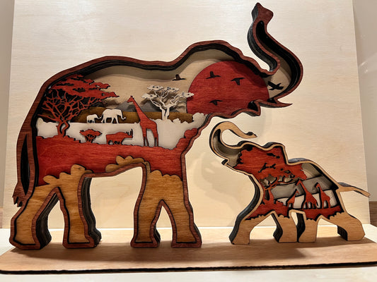 Elefant mit Junges 3D Landschaft im Körper